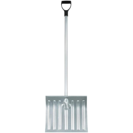 Лопата для уборки снега тротуарная стальная изогнутый алюминиевый черенок 428х375x1300мм КУРС 68124