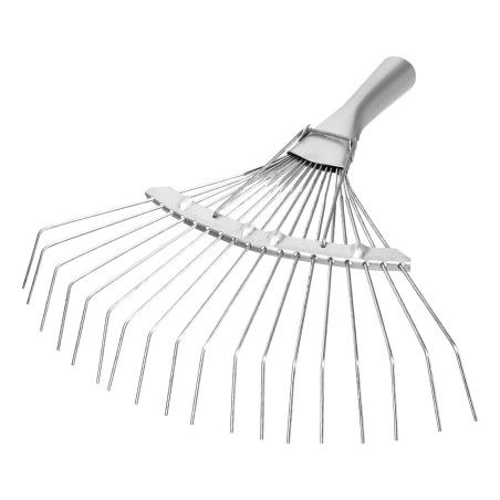 Грабли веерные стальные, 350 мм, 18 круглых зубьев, оцинкованные, без черенка, Россия