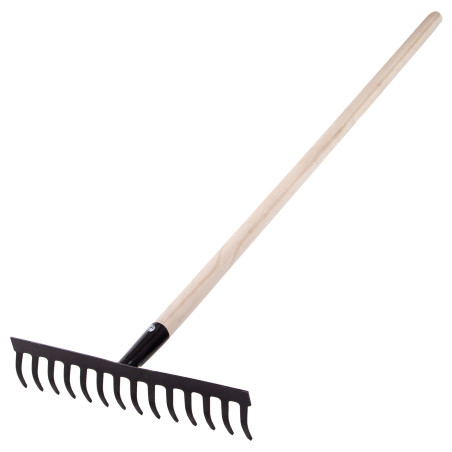Грабли стальные, 1300 мм, 14 прямых зубьев, деревянный черенок