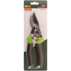 Секатор режущие кромки внахлест тефлон. покрытие лезвий пластик. ручки с мягкими накладками 215мм FIT 77086