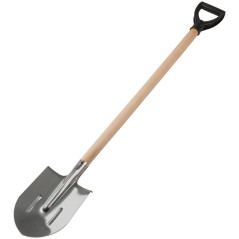 Лопата штыковая нержавеющая сталь Профи с деревянным черенком и V-ручкой 200х355х1420мм FIT 77175