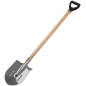 Лопата штыковая нержавеющая сталь Профи с деревянным черенком и V-ручкой 200х355х1420мм FIT 77175