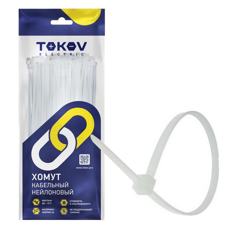 Хомут кабельный нейлоновый бел. 3.6х200 (уп.100шт) TOKOV ELECTRIC TKE-HNS-3.6-200-W/100 Хомут кабельный нейлоновый бел. 3.6х200 (уп.100шт) TOKOV ELECTRIC TKE-HNS-3.6-200-W/100