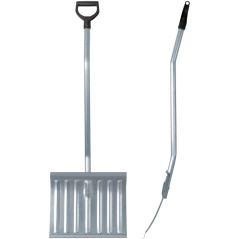 Лопата для уборки снега тротуарная стальная изогнутый алюминиевый черенок 428х375x1300мм КУРС 68124