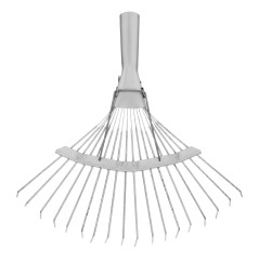 Грабли веерные стальные, 350 мм, 18 круглых зубьев, оцинкованные, без черенка, Россия