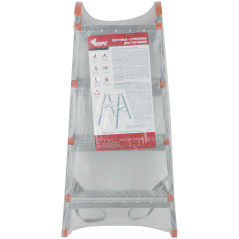 Лестница-стремянка стальная двусторонняя 4 ступени Н-88.5 см вес 5.3кг КУРС 65393