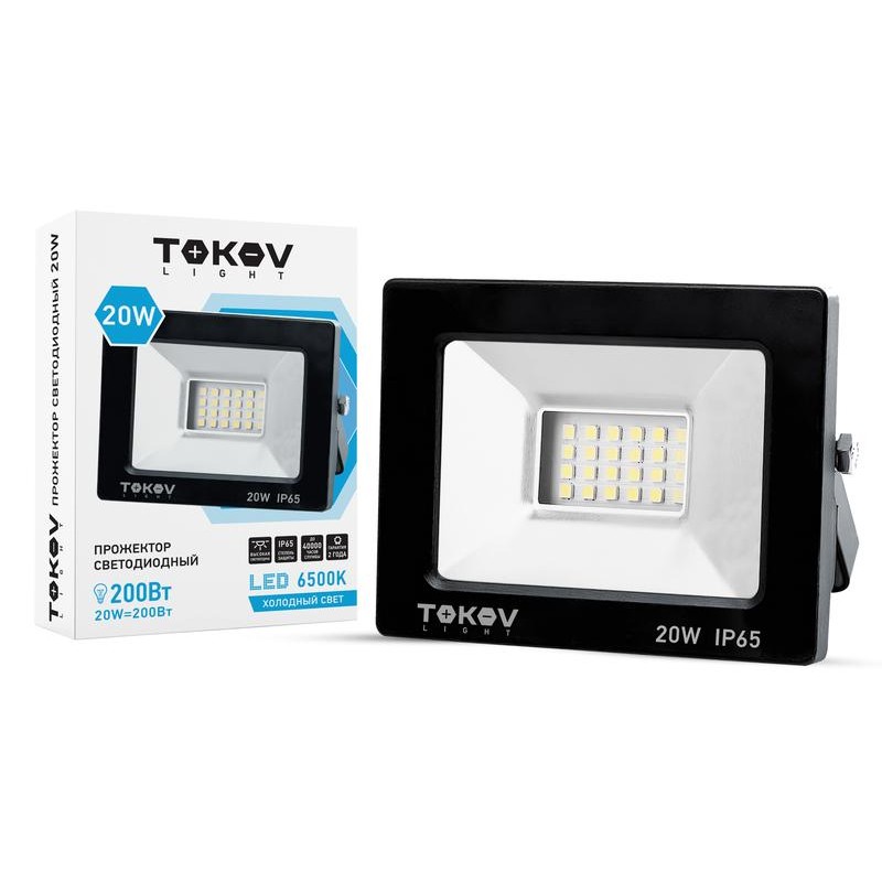 Прожектор светодиодный 20Вт 1300лм 6500К IP65 черн. (TKL) TOKOV ELECTRIC TKL-FL/LED-20-6.5K-IP65 Прожектор светодиодный 20Вт 1300лм 6500К IP65 черн. (TKL) TOKOV ELECTRIC TKL-FL/LED-20-6.5K-IP65