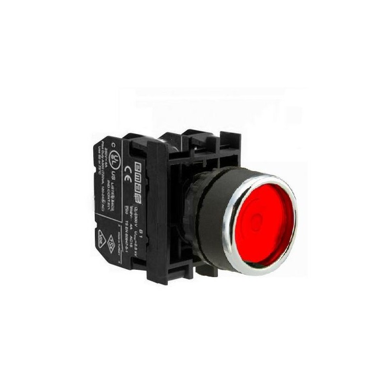Кнопка с фиксацией B102FК (1НО+1НЗ) красн. EMAS B102FK