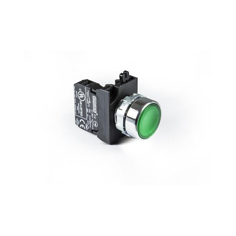 Кнопка нажимная круглая CM200DY (1НЗ) зел. EMAS CM200DY