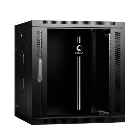 Шкаф телекоммуникационный настенный SH-05F-12U60/35-BK 19дюйм 12U 600х350х635мм дверь стекло черн. (RAL 9004) Cabeus 8602c