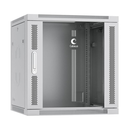 Шкаф телекоммуникационный настенный SH-05F-12U60/45 19дюйм 12U 600х450х635мм дверь стекло сер. (RAL 7035) Cabeus 7060c