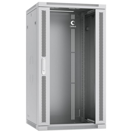 Шкаф телекоммуникационный настенный SH-05F-22U60/45 19дюйм 22U 600х450х1082мм дверь стекло сер. (RAL 7035) Cabeus 7162c