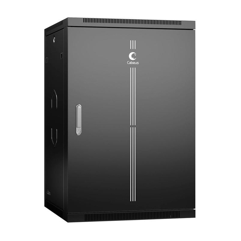 Шкаф телекоммуникационный настенный SH-05F-18U60/60m-BK 19дюйм 18U 600х600х901мм дверь метал. черн. (RAL 9004) Cabeus 8585c