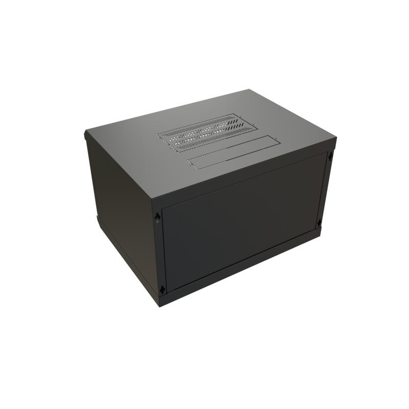 Шкаф настенный 19дюйм WR-TW-0966-GP-RAL9004 (19дюйм) 9U 500х600х600мм RAL 9004 стеклянная дверь черн. (разобранный) WRline 52024