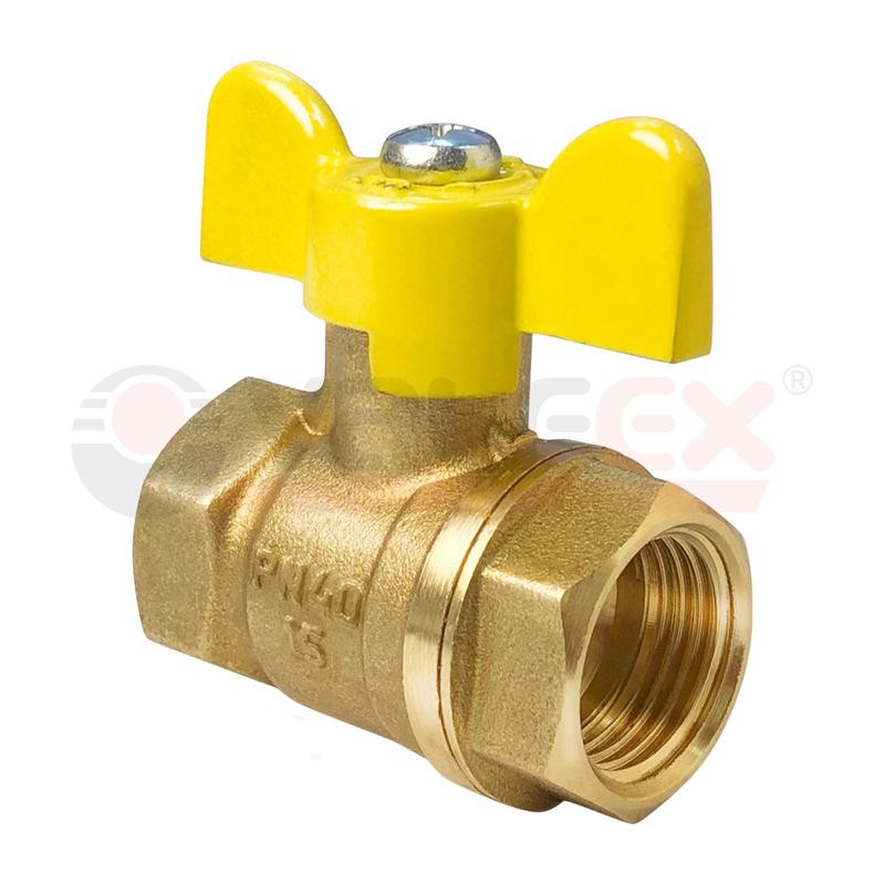 Кран шаровой для газа латунный ВН/ВН ручка-бабочка 3/4дюйм (80/20) VALFEX VF.277.LB3.034
