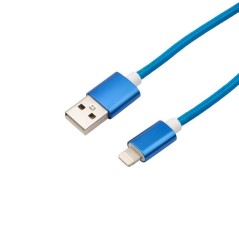 Кабель USB-Lightning 1м син. нейлоновая оплетка Rexant 18-7052
