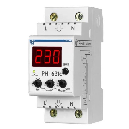 Реле напряжения РН-63tc - 63А – 220В DIN – рейка для защиты техники во всей квартире 2 DIN журнал аварий термозащита НовАтек-Эле