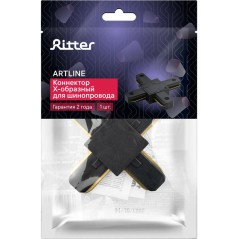 Коннектор трековый для соединения шинопровода Х-образн. жесткий ARTLINE пластик/медь черн. Ritter 59750 0