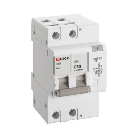 Выключатель автоматический дифференциального тока 2п 50А 100мА АД-2 PROxima EKF DA2-50-100-pro