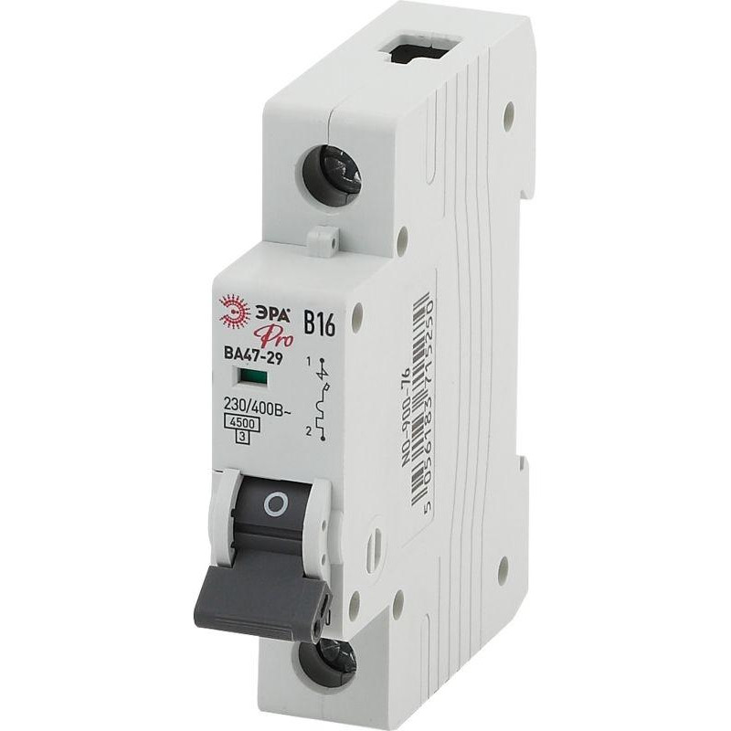 Выключатель автоматический модульный 1п B 16А ВА47-29 Pro NO-900-76 ЭРА Б0031786 Выключатель автоматический модульный 1п B 16А ВА47-29 Pro NO-900-76 ЭРА Б0031786