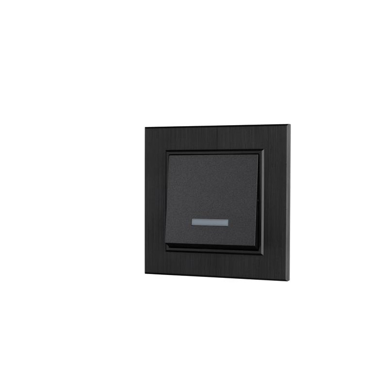 Выключатель 1-клав. с подсветкой Karea LINE STAR дым. металлик Makel 86050021