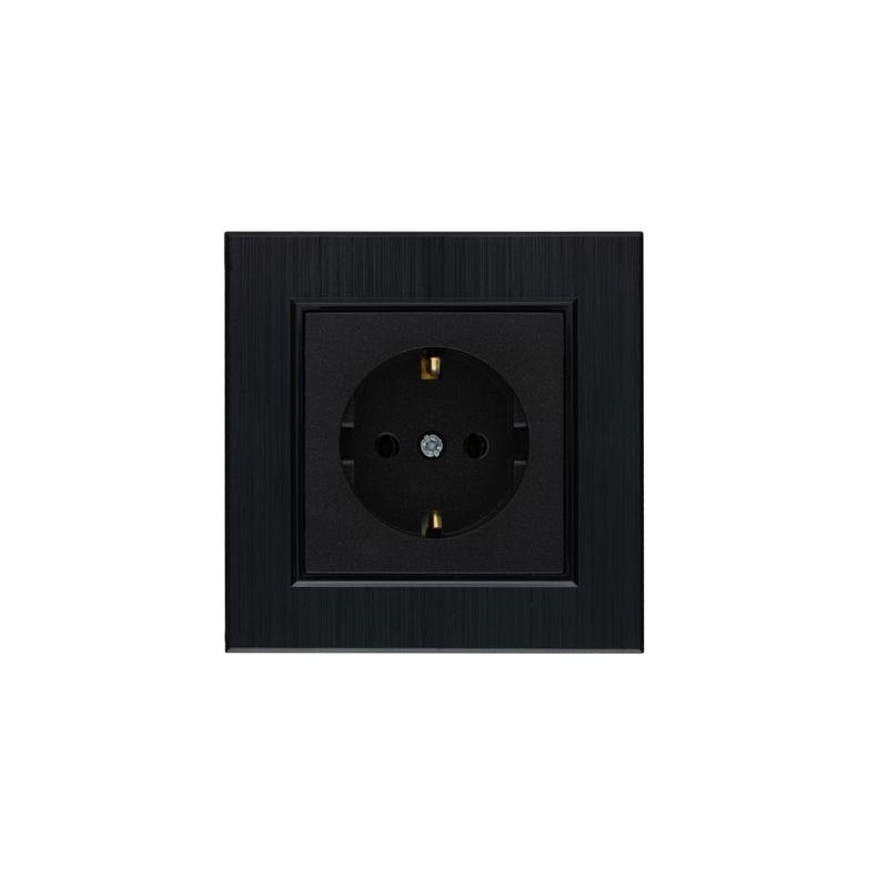 Розетка 1-м Karea LINE STAR с заземл. чер. Makel 86054028 Розетка 1-м Karea LINE STAR с заземл. чер. Makel 86054028