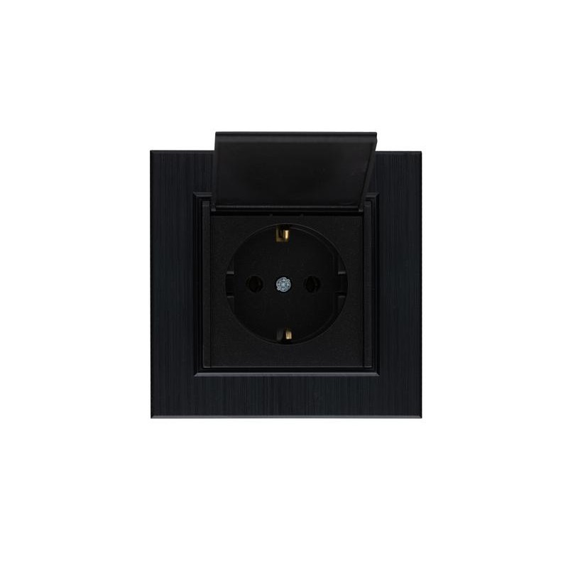Розетка 1-м с крышкой Karea LINE STAR с заземл. чер. Makel 86054029 Розетка 1-м с крышкой Karea LINE STAR с заземл. чер. Makel 86054029