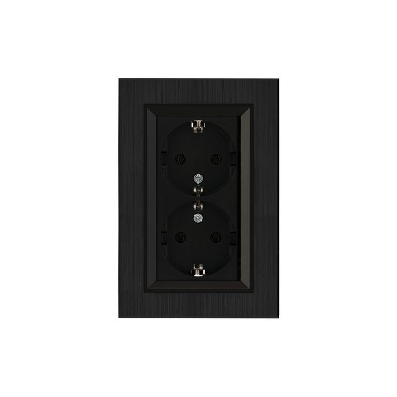 Розетка 2-я Karea LINE STAR с заземл. чер. Makel 86054082 Розетка 2-я Karea LINE STAR с заземл. чер. Makel 86054082