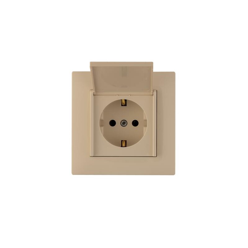 Розетка 1-м с крышкой Karea RIZZ с заземл. крем Makel 88010029 Розетка 1-м с крышкой Karea RIZZ с заземл. крем Makel 88010029