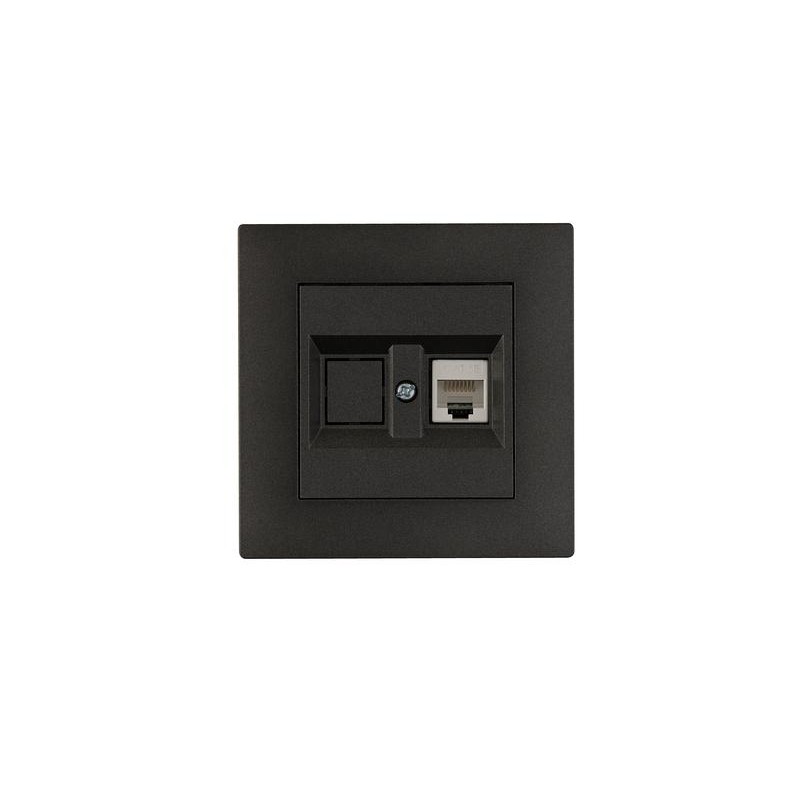 Розетка компьютерная CAT 5+гнездо Karea RIZZ STAR дым. металлик Makel 88050035 Розетка компьютерная CAT 5+гнездо Karea RIZZ STAR дым. металлик Makel 88050035
