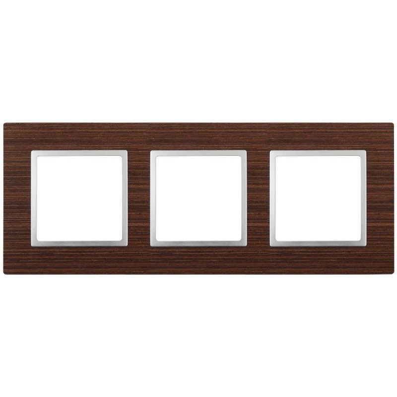 Рамка 3-м 14-5303-10 дерево Elegance венге+алюм ЭРА Б0034581