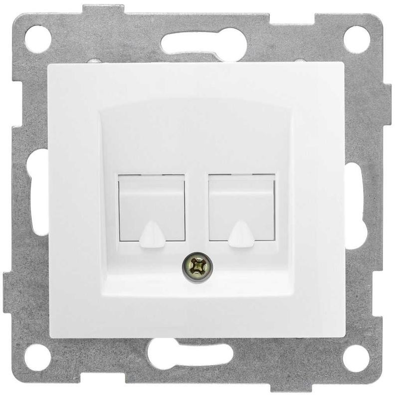 Розетка компьютерная + телефонная 2-м СП Bravo RJ45 + RJ12 механизм бел. матов. GUSI С10КТ-041