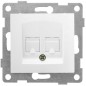 Розетка компьютерная + телефонная 2-м СП Bravo RJ45 + RJ12 механизм бел. матов. GUSI С10КТ-041