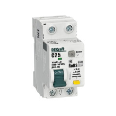 Выключатель автоматический дифференциального тока 2п (1P+N) C 25А 10мА тип A 4.5кА ДИФ-103 DEKraft 16581DEK