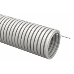 Труба гофрированная ПВХ d32мм с протяжкой сер. (уп.50м) TOKOV ELECTRIC TKE-TG/P-32-C06/50