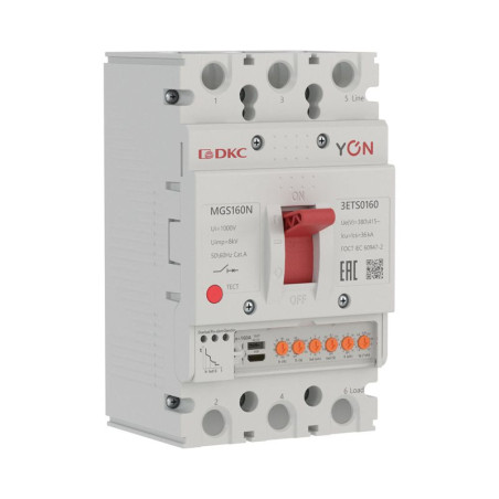 Выключатель автоматический 3п 63-160А 36кА MGS160N с электронным расцепителем ETS в литом корпусе YON MGS160N-3ETS0160