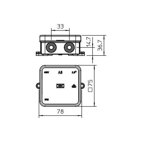 Коробка распределительная 75х75х36мм A8 HF RW OBO 2000075
