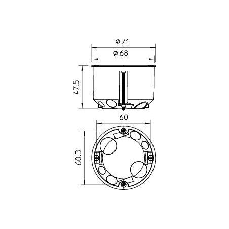 Коробка монтажная 68х47х68мм HG 60 PP для полых стен OBO 2003414