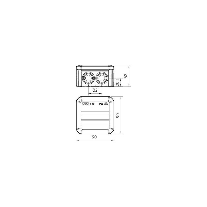 Коробка распределительная 90х90х52мм IP55 T40 RW 7х25 белоснеж. OBO 2007517 Коробка распределительная 90х90х52мм IP55 T40 RW 7х25 белоснеж. OBO 2007517