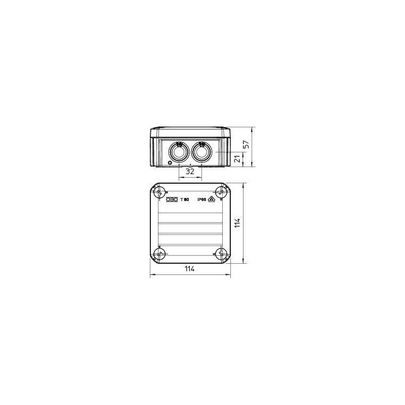 Коробка распределительная 114х114х57мм T60 RW OBO 2007525 Коробка распределительная 114х114х57мм T60 RW OBO 2007525