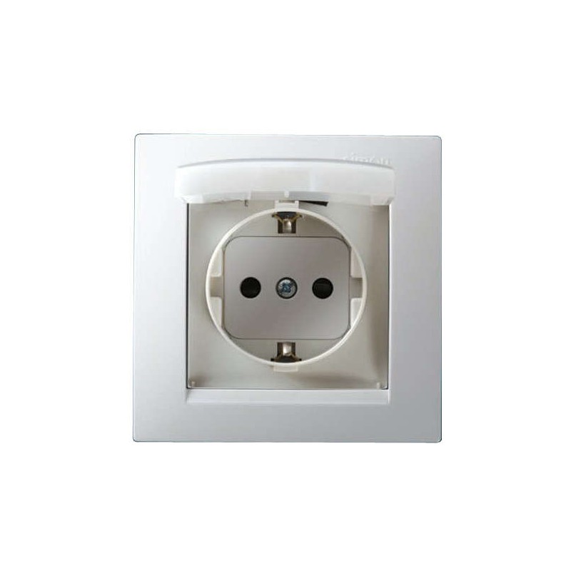 Розетка 1-м СП Simon15 16А IP44 250В с заземл. Schuko защ. шторки с крышкой винт. клеммы бел. Simon 1590450-030 Розетка 1-м СП Simon15 16А IP44 250В с заземл. Schuko защ. шторки с крышкой винт. клеммы бел. Simon 1590450-030