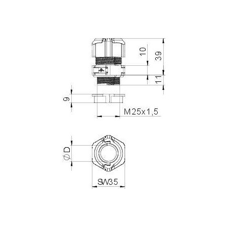 Ввод кабельный разборный V-TEC TB25 09-13 OBO 2024916