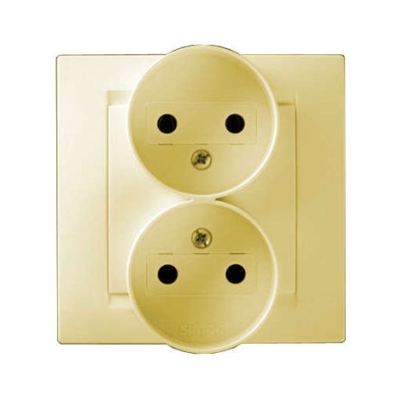 Розетка 2-м СП Simon15 16А IP20 250В без заземл. винт. клеммы сл. кость Simon 1590457-031