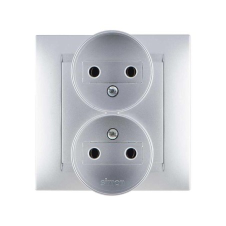 Розетка 2-м СП Simon15 16А IP20 250В без заземл. винт. клеммы алюм. Simon 1590457-033