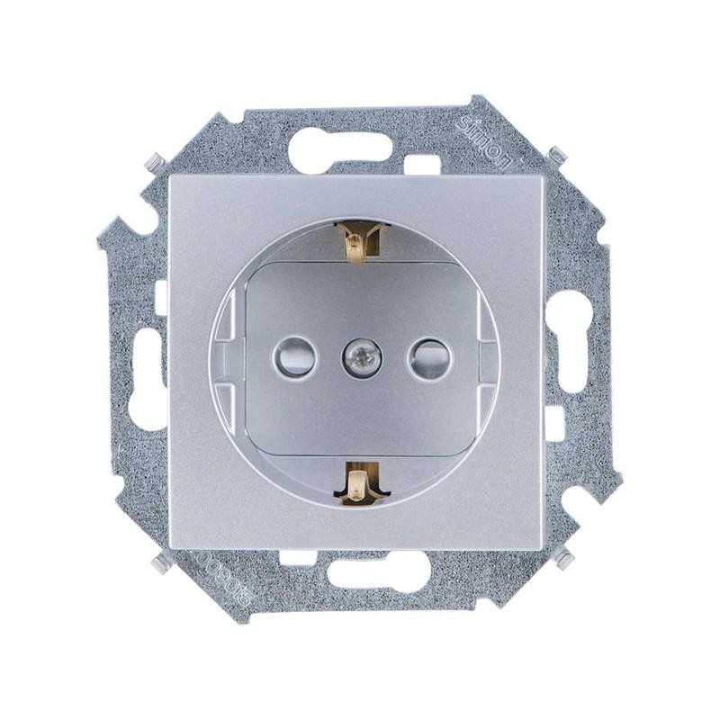Розетка Simon 15 16А 250В 2P+E с заземл. Schuko защ. шторки винтов. клеммы механизм алюм. Simon 1591443-033 Розетка Simon 15 16А 250В 2P+E с заземл. Schuko защ. шторки винтов. клеммы механизм алюм. Simon 1591443-033