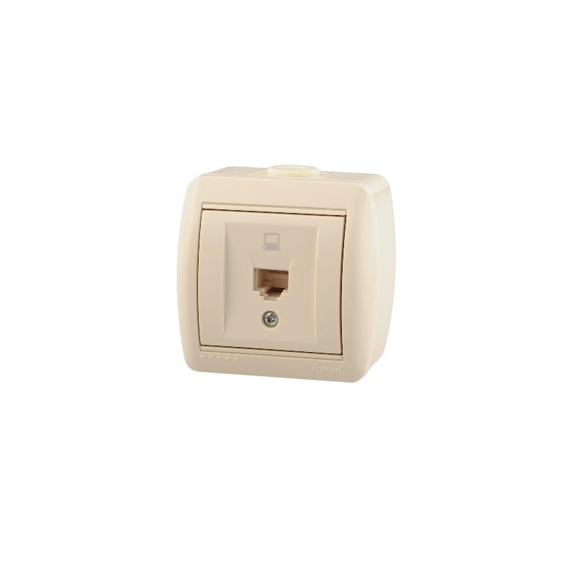 Розетка компьютерная 1-м ОП Nata RJ45 16А IP20 крем. LEZARD 710-0300-139