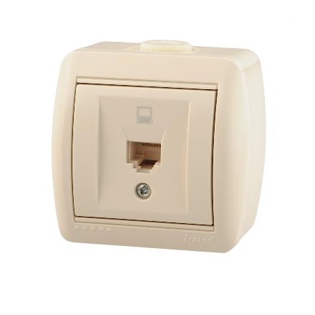 Розетка компьютерная 1-м ОП Nata RJ45 16А IP20 крем. LEZARD 710-0300-139
