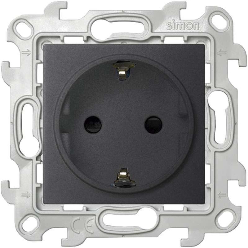 Розетка 1-м СП Simon 24 16А IP20 2P+E Schuko защ. шторки механизм графит Simon 2450432-038 Розетка 1-м СП Simon 24 16А IP20 2P+E Schuko защ. шторки механизм графит Simon 2450432-038