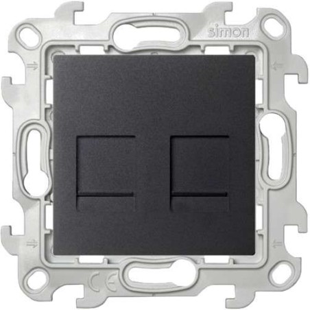 Розетка компьютерная 2-м СП Simon 24 RJ45 кат.5E UTP IP20 механизм графит Simon 2450593-038