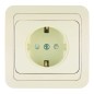 Розетка 1-м СП Mimoza 16А IP20 с заземл. защ. шторки крем./крем. Makel 25058